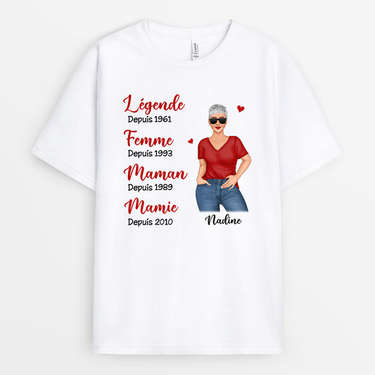 0198AFR1 present personnalisable T shirt femme maman mamie texte