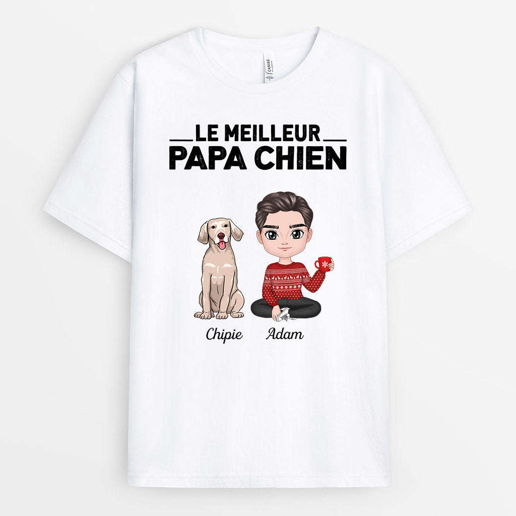 0204A548CFR1 cadeau personnalisable T shirt chiens personnes texte