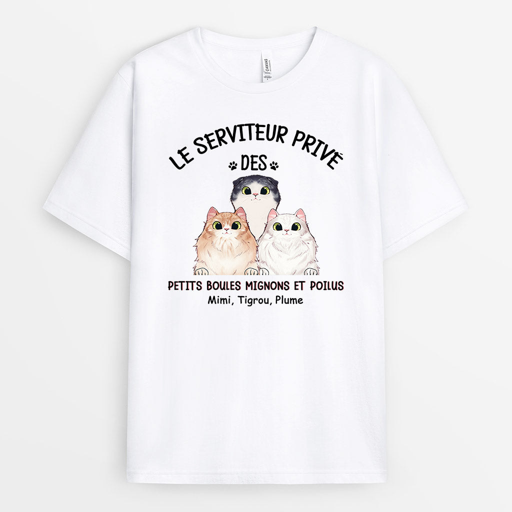 Le Serviteur Privé - Cadeau Personnalisé | T-shirt pour Amoureux des chats