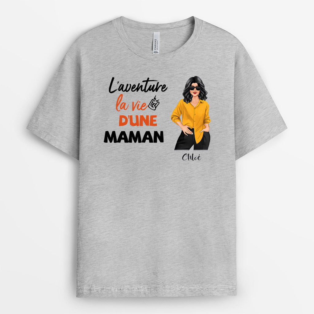 L'aventure La Vie D'une Maman - Cadeau Personnalisé | T-shirt pour Maman/Mamie
