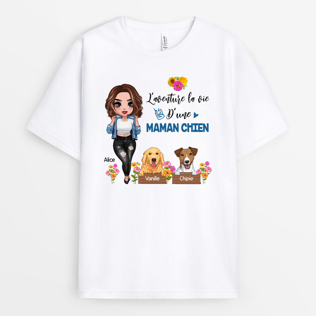 0220A140CFR1 cadeau personnalisable T shirt chiens maman