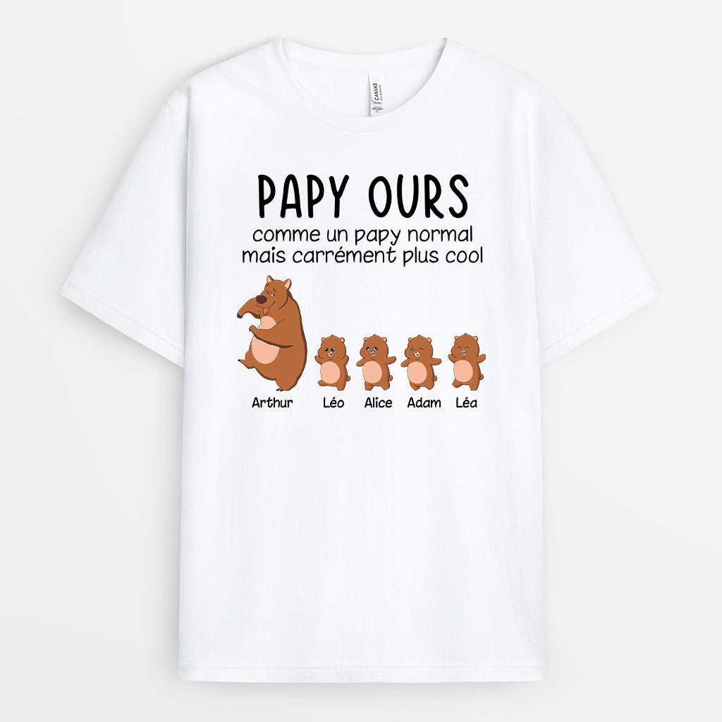 0257A228BFR1 cadeau personnalisable T shirt ours papa papi
