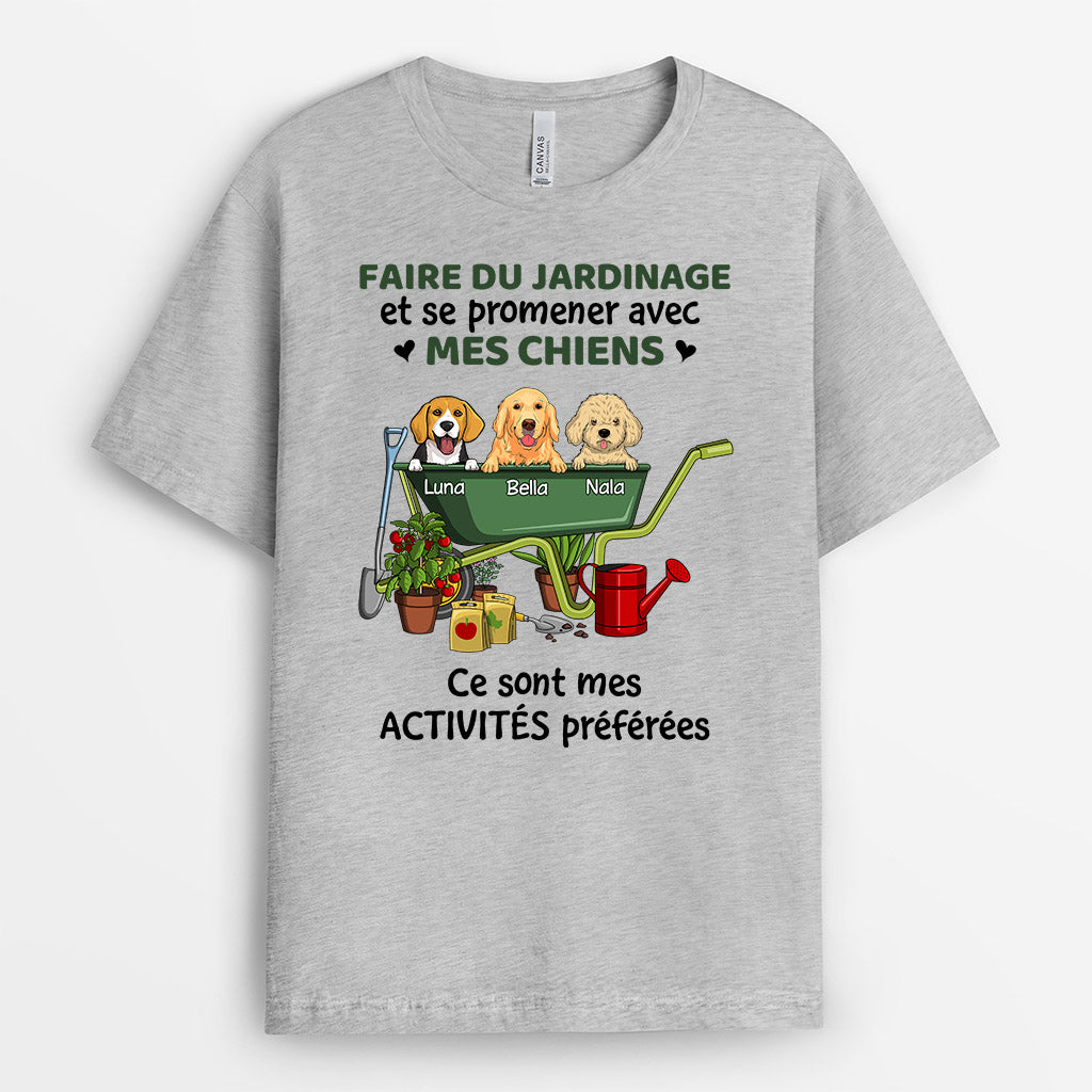Faire Du Jardinage Avec Mes Chiens - Cadeau Personnalisé | T-shirt pour Amoureux des chiens