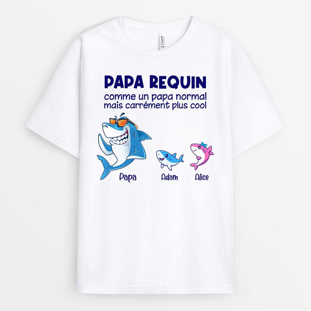 Papa Requin - Cadeau Personnalisé | T-shirt  pour Papa/Papi