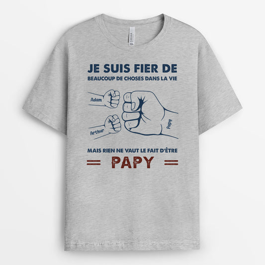 0294A108BFR2 present personnalisable T shirt poing famille papa enfants
