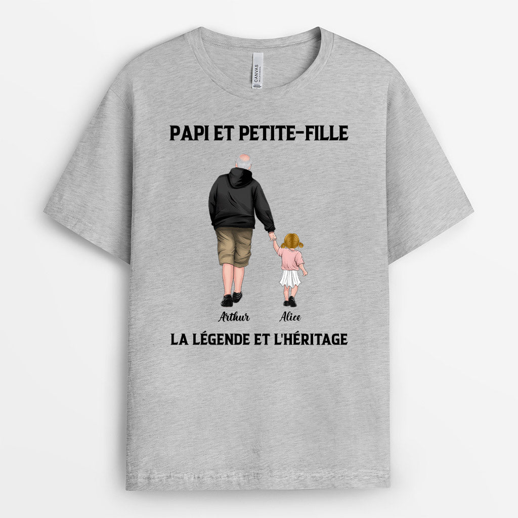 Papi Papa Petits-Enfants La Légende L'héritage - Cadeau Personnalisé | T-shirt pour Papa/Papi