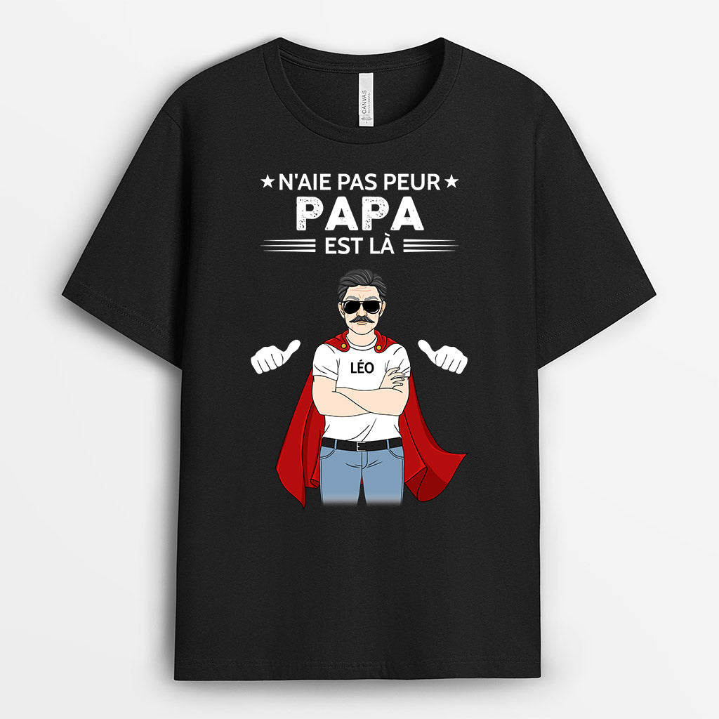 Papi Papa Est Là - Cadeau Personnalisé | T-shirt pour Papa/Papi
