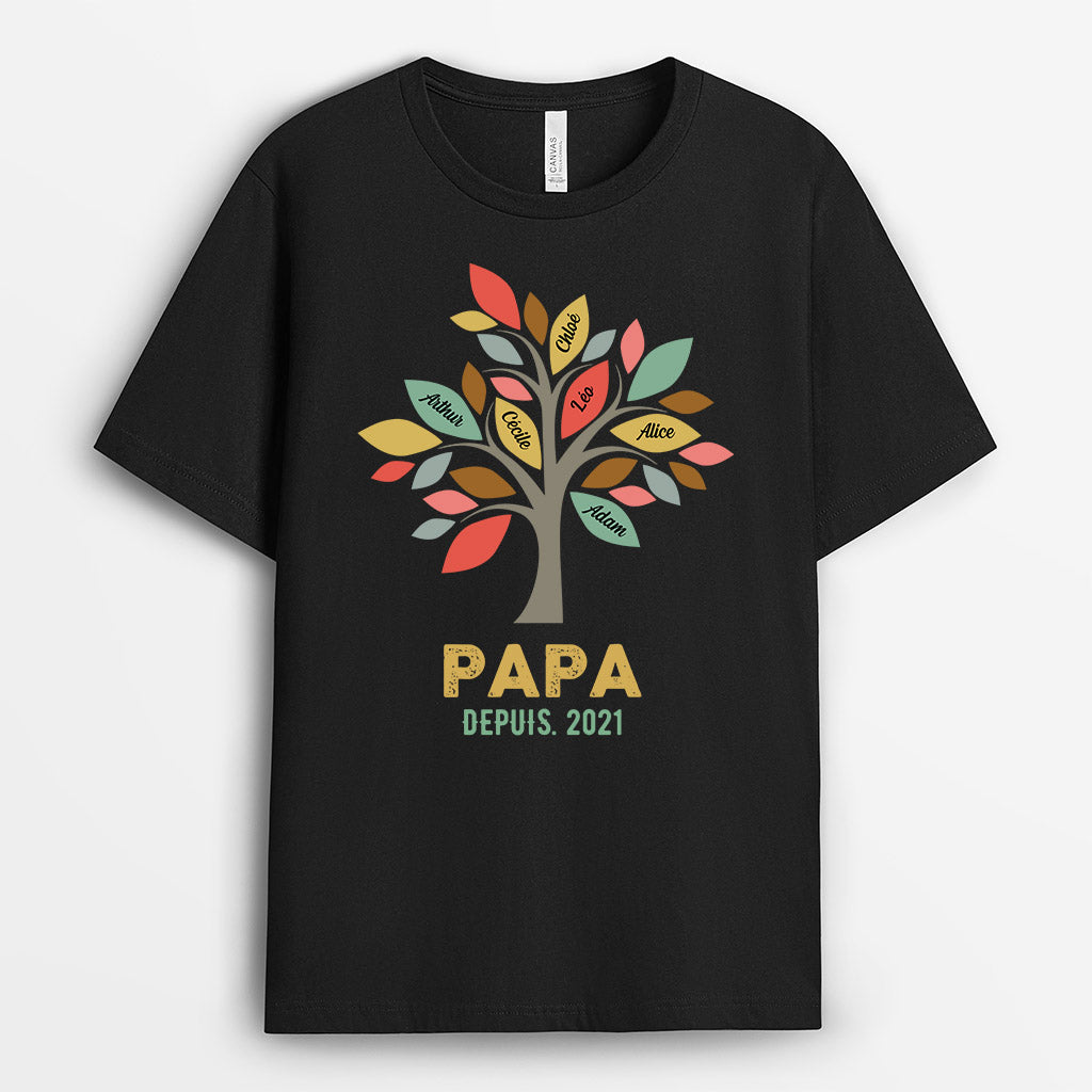 Famille d'arbre -Cadeau Personnalisé | T-shirt pour Maman/Mamie/Papa/Papi