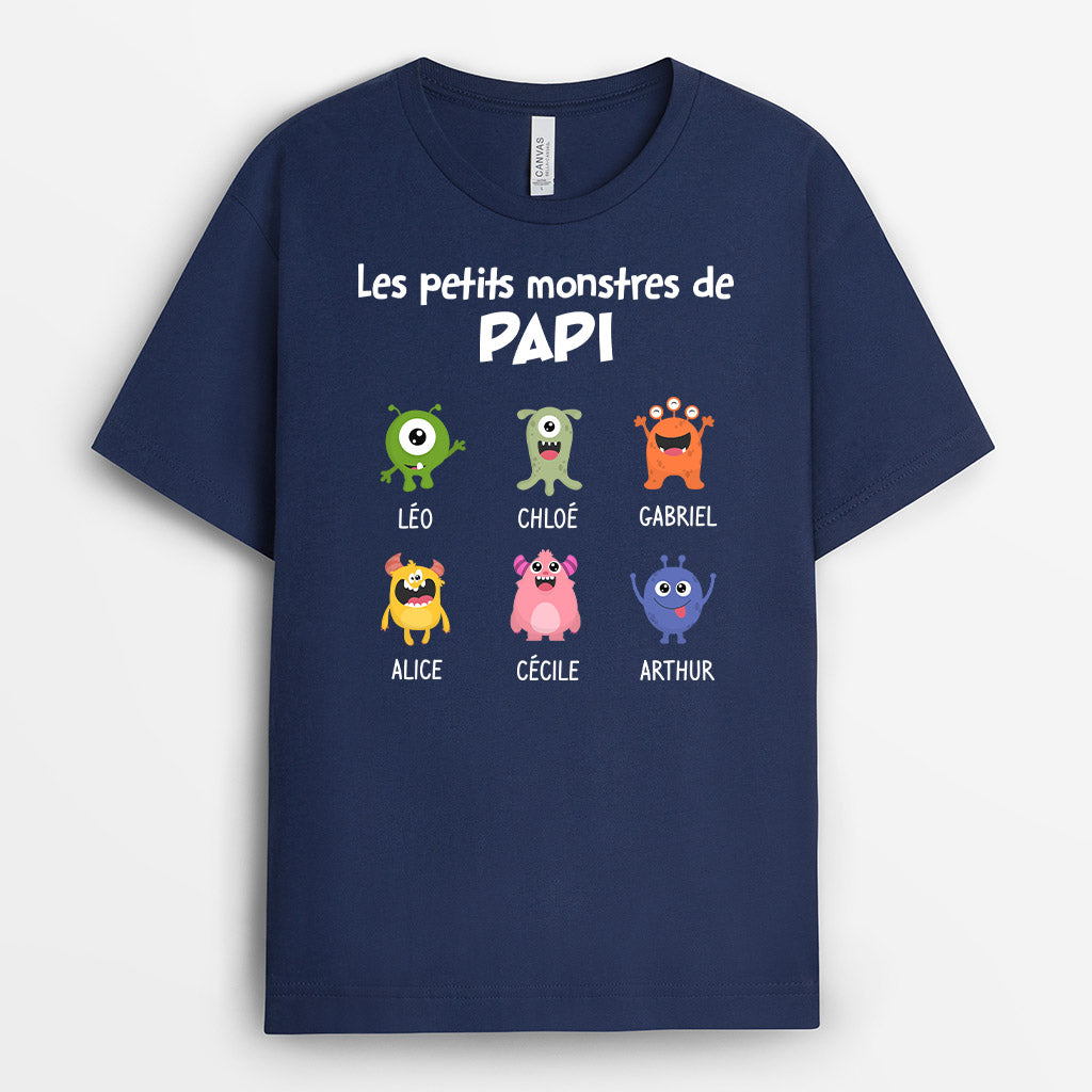 Petits Monstres De Papi Papa - Cadeau Personnalisé | T-shirt pour Papa/Papi
