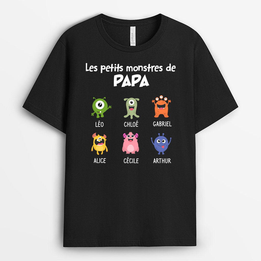 0308A268BFR2 present personnalisable T shirt monstres papa papi