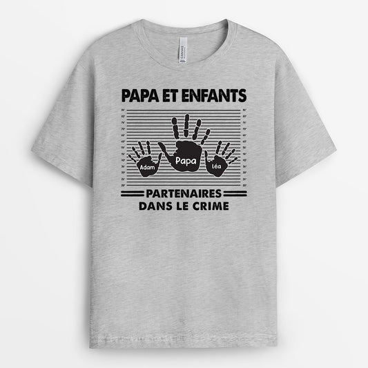 0313A140BFR1 cadeau Personnalise T shirt mains papa papi enfants