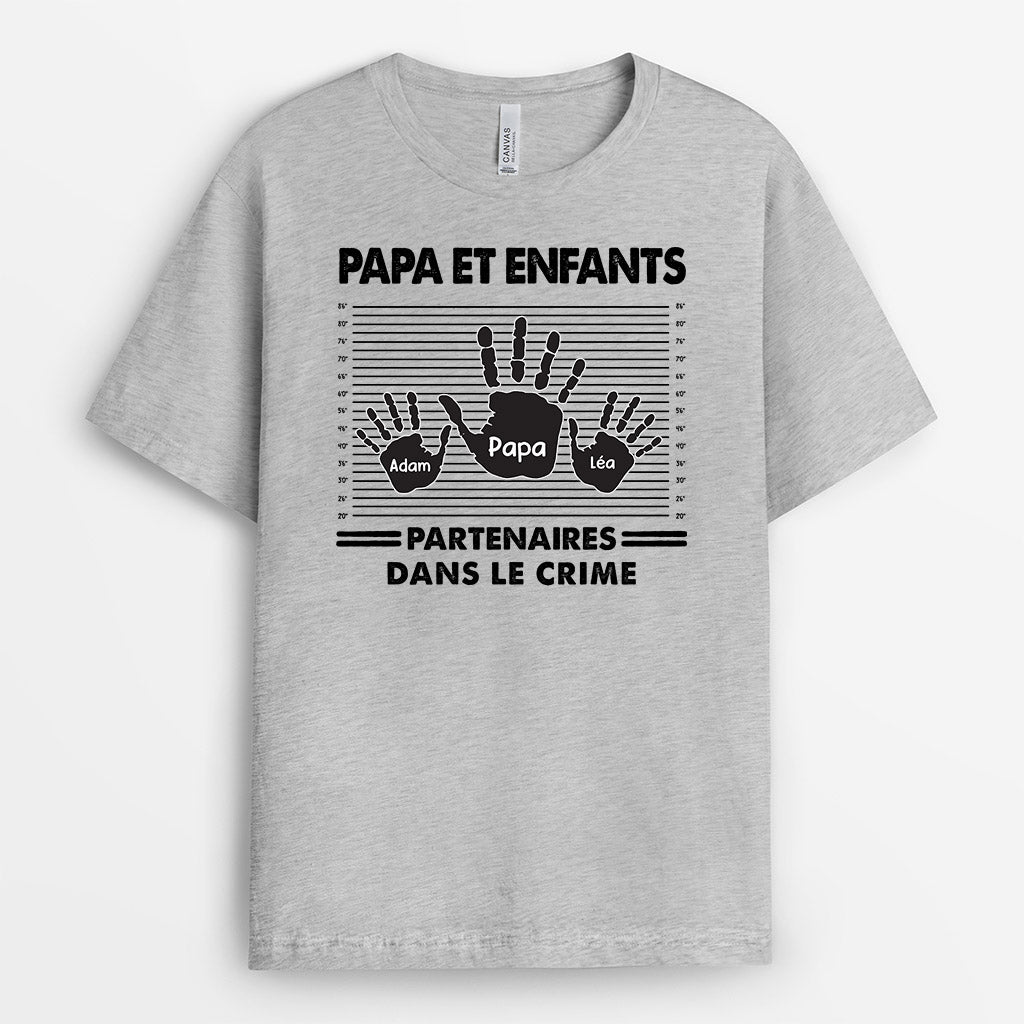 Papa Papi Enfants Partenaires Dans Le Crime - Cadeau Personnalisé | T-shirt pour Papa/Papi