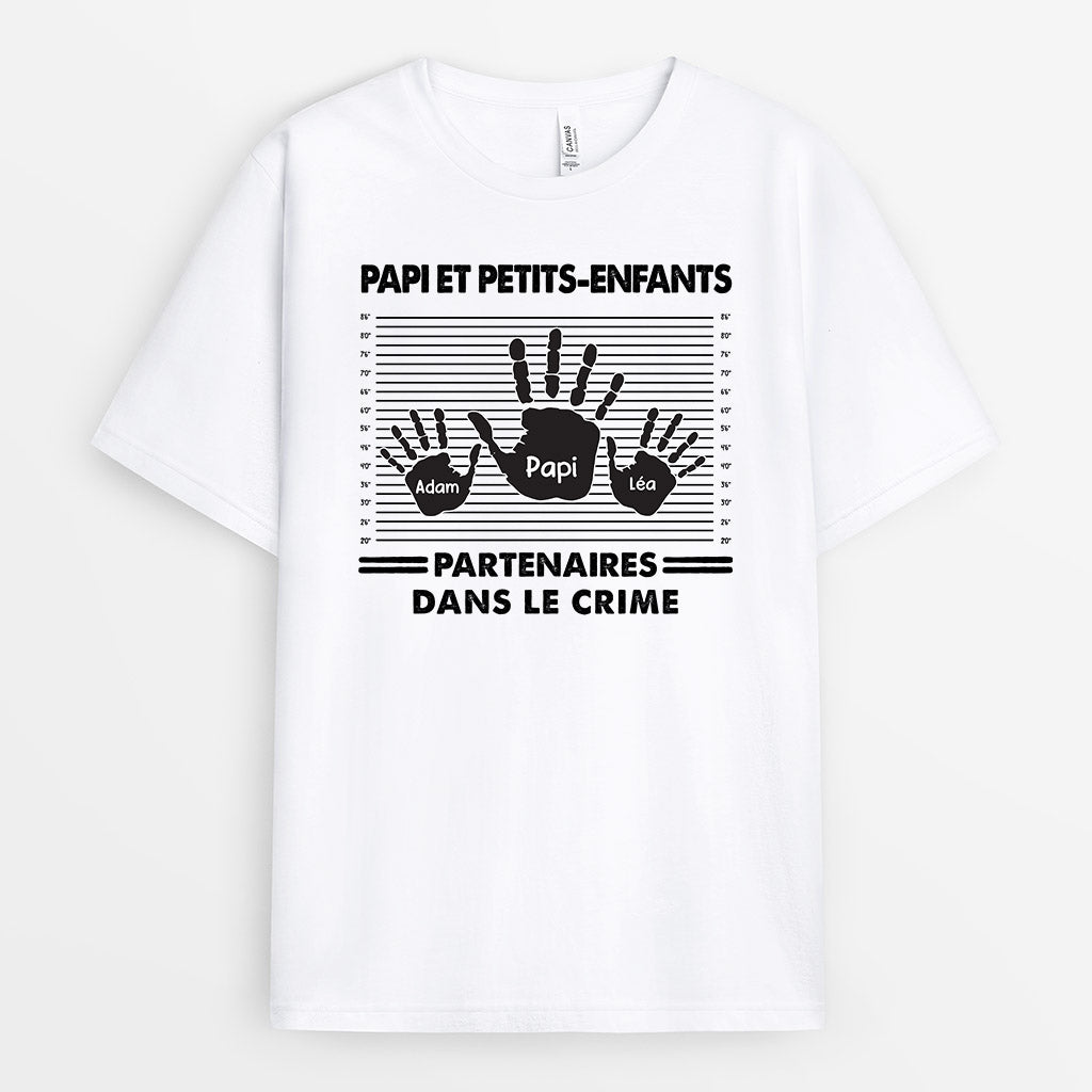 0313A140BFR2 present personnalisable T shirt mains papa papi enfants