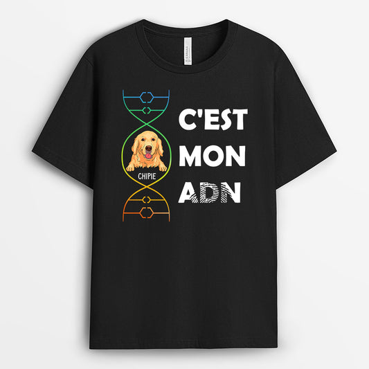 0341A207CFR2 present personnalisable T shirt chien personnes ADN