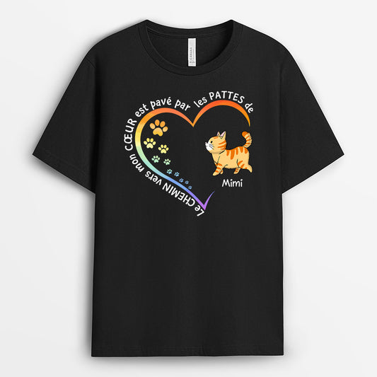 0350A207DFR1 cadeau Personnalise T shirt chat personnes coeur