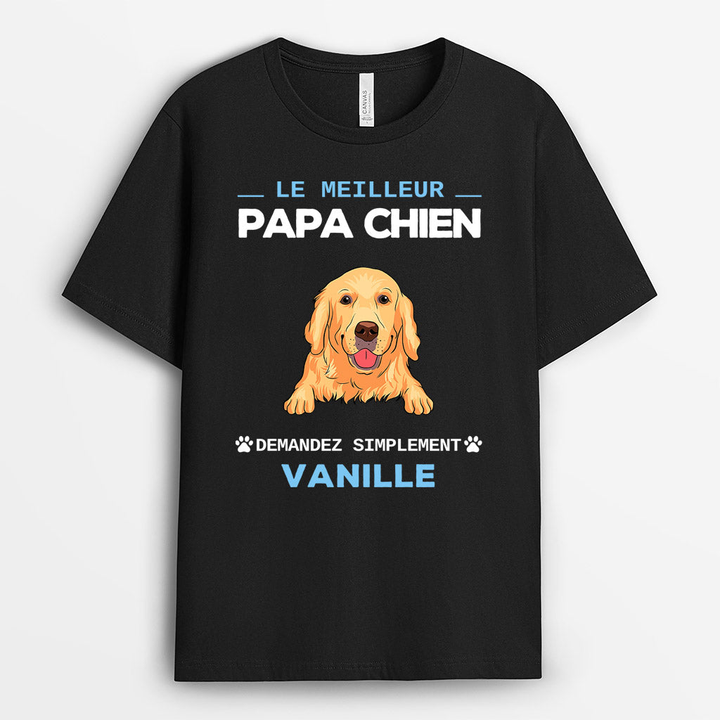 Meilleur Papa Chien - Cadeau Personnalisé | T-shirt pour Amoureux des chiens