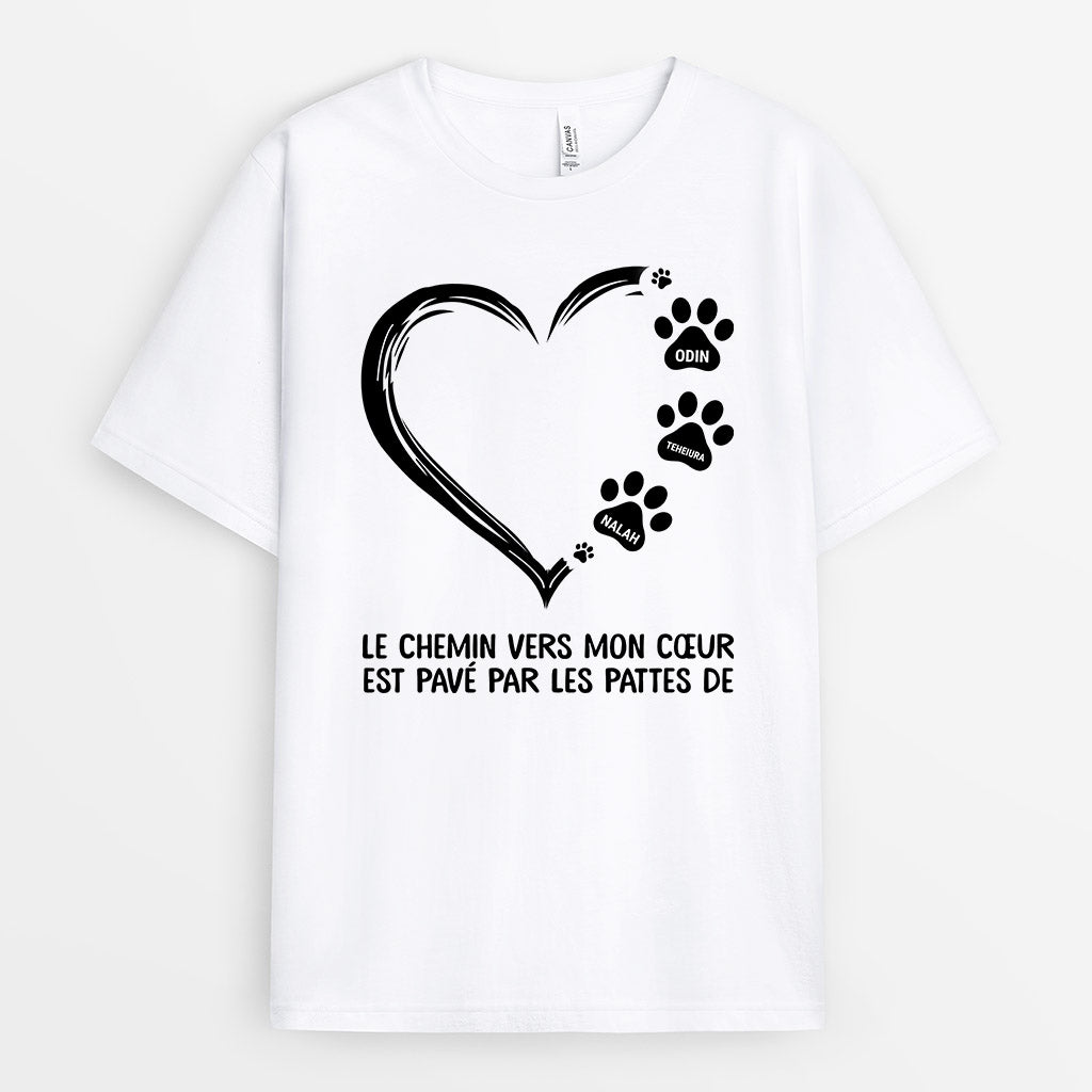 0362AFR1 cadeau Personnalise T shirt pattes personnes coeur