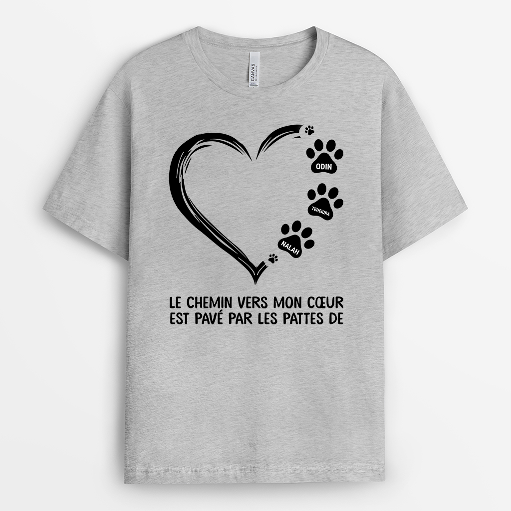 0362AFR2 cadeau Personnalise T shirt pattes personnes coeur