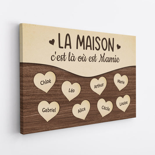 0380CFR2 Cadeau Personnalise Toile Maison Mamie Maman Papa Papi