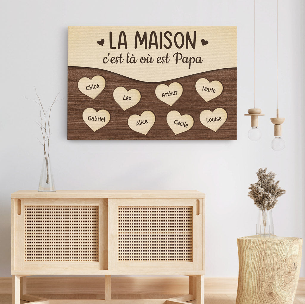 0380CFR3 Cadeau Personnalise Toile Maison Mamie Maman Papa Papi