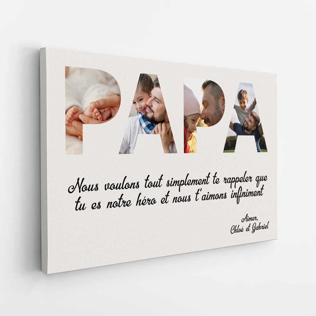 0423C240BFR2 Cadeau Personnalise Toile Texte Papa Photos
