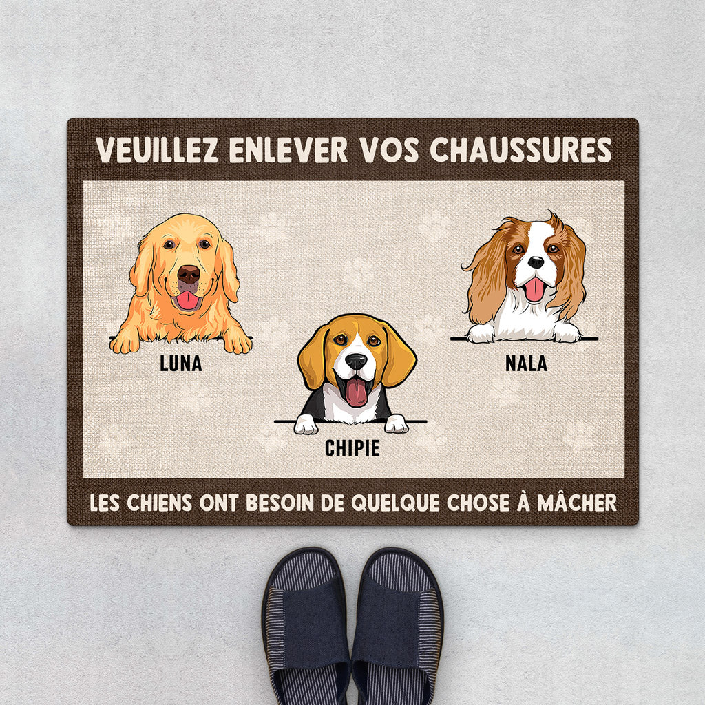 Veuillez enlever vos chaussures - Cadeau personnalisé | Paillasson pour amoureux des chiens