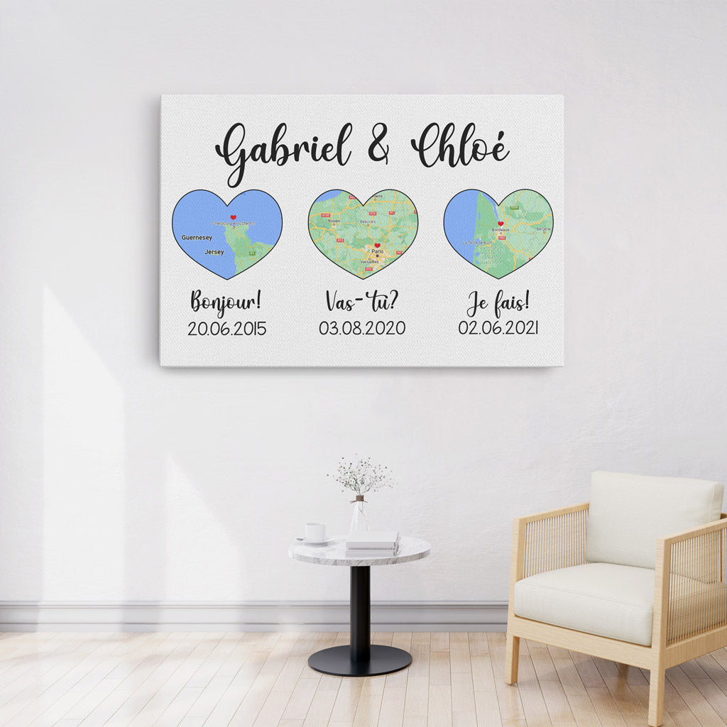 0430C500GFR3 Cadeau Personnalise Toile Carte Couples