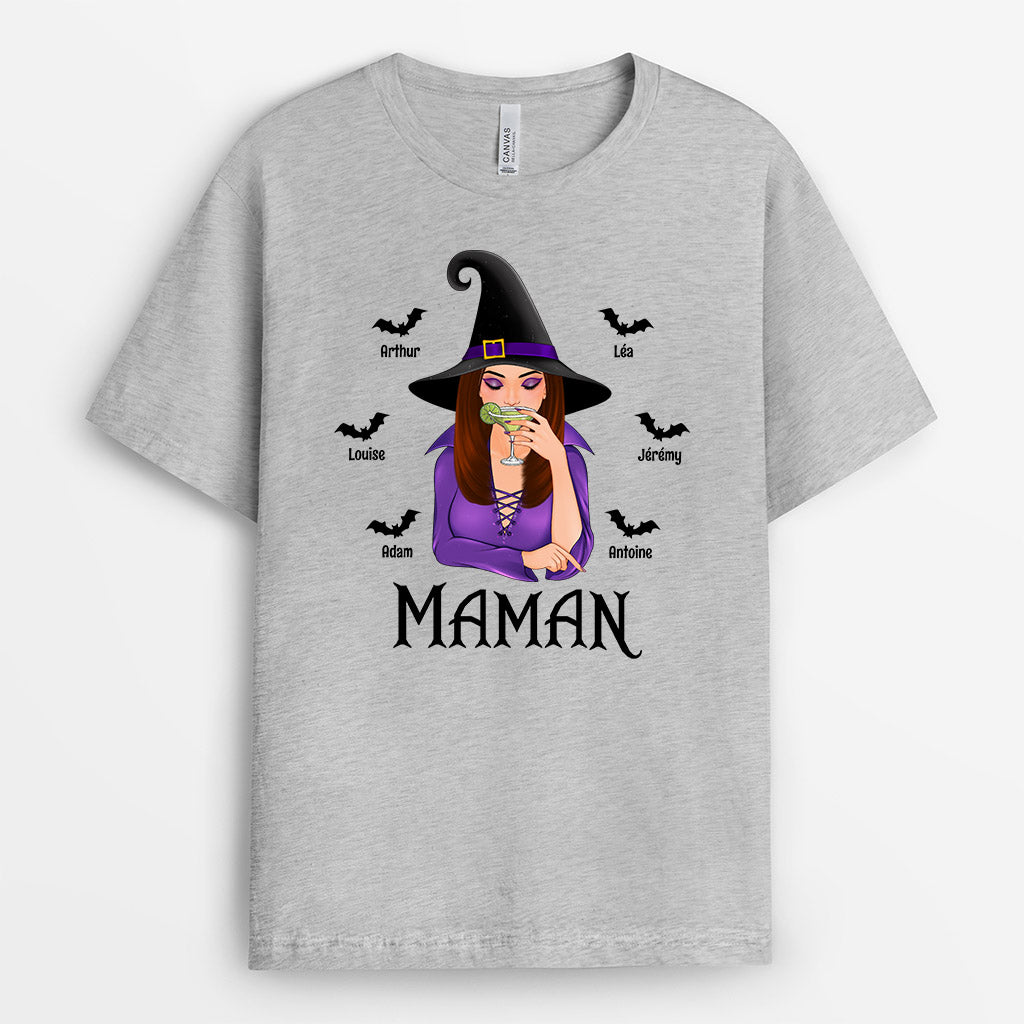 Maman Mamie Sorcière Avec Petits-Enfants - Cadeau Personnalisé | T-shirt pour Halloween