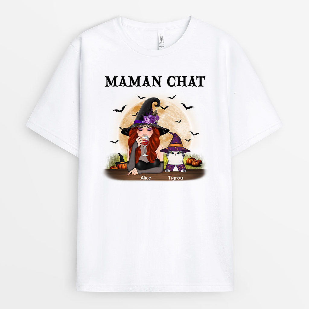 Maman Chat - Cadeau Personnalisé | T-shirt pour Halloween
