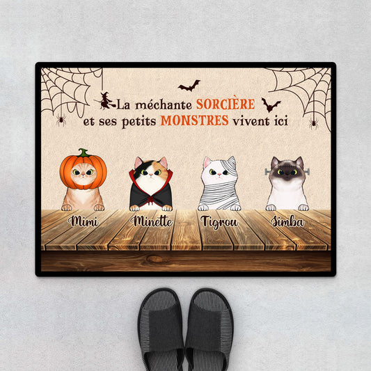 0447D540DFR1 cadeau personnalisable Paillasson chats personnes coeur halloween