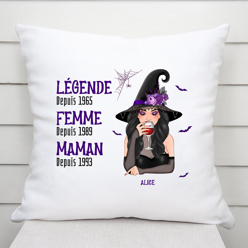 Légende Mamie Maman Sorcière - Cadeau Personnalisé | Coussin pour Halloween