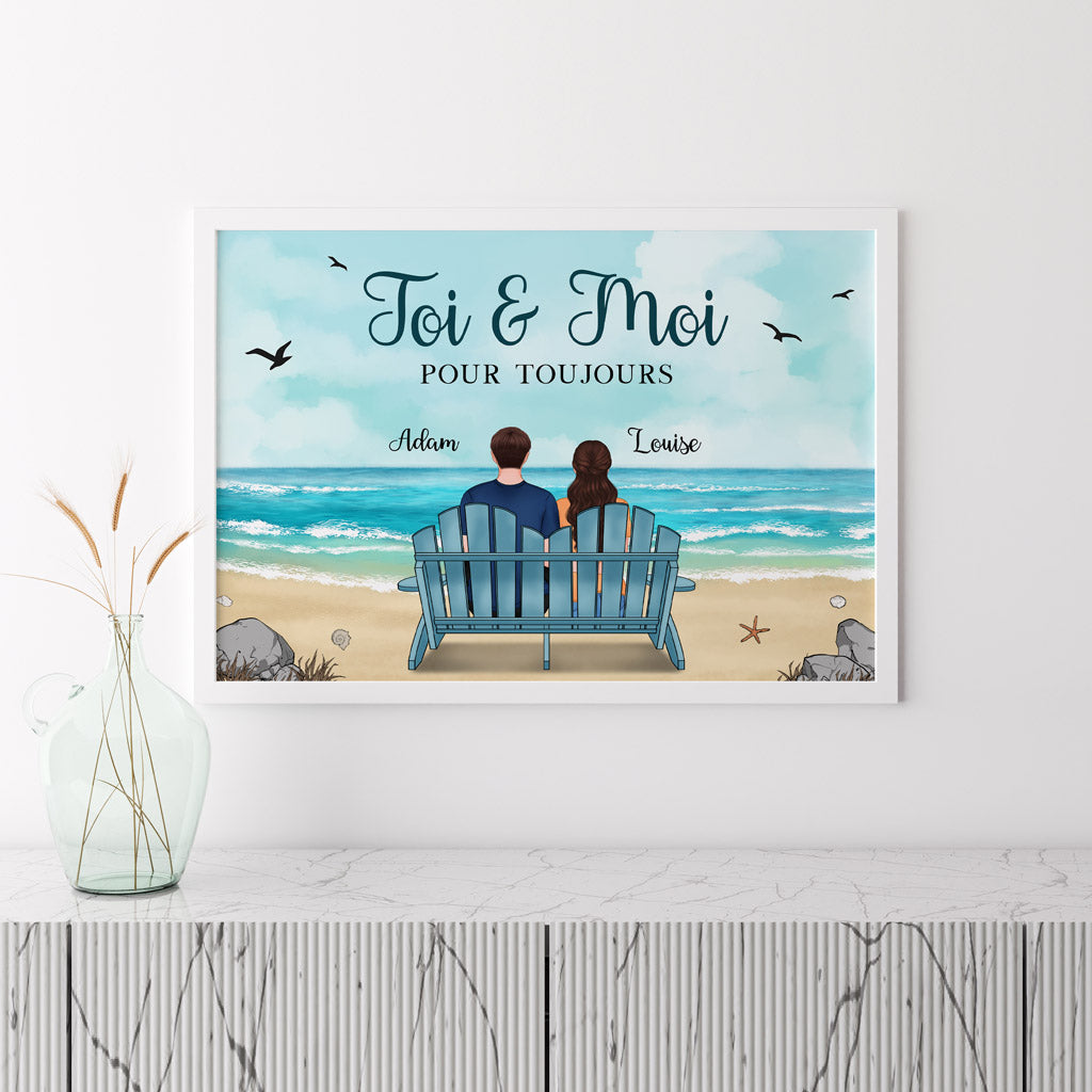0482S535GFR3 Present Personnalise Poster Personnes Couples Plage