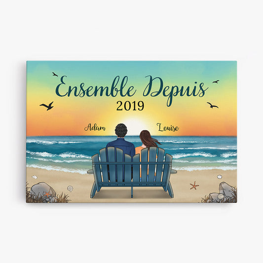 0489C595GFR1 Cadeau Personnalise Toile Personnes Couples Plage