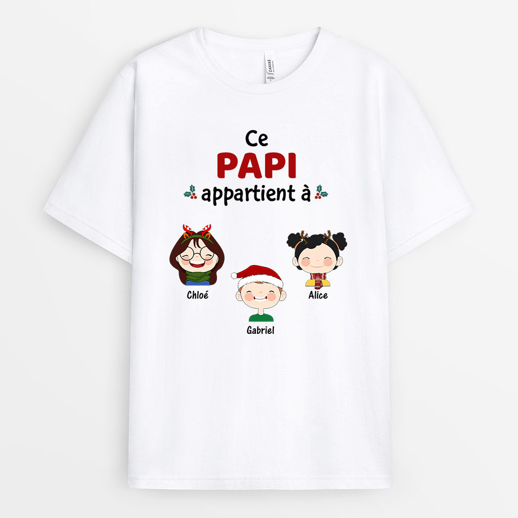 Ce Papi Appartient À - Cadeau Personnalisé | T-shirt Pour Papi Papa