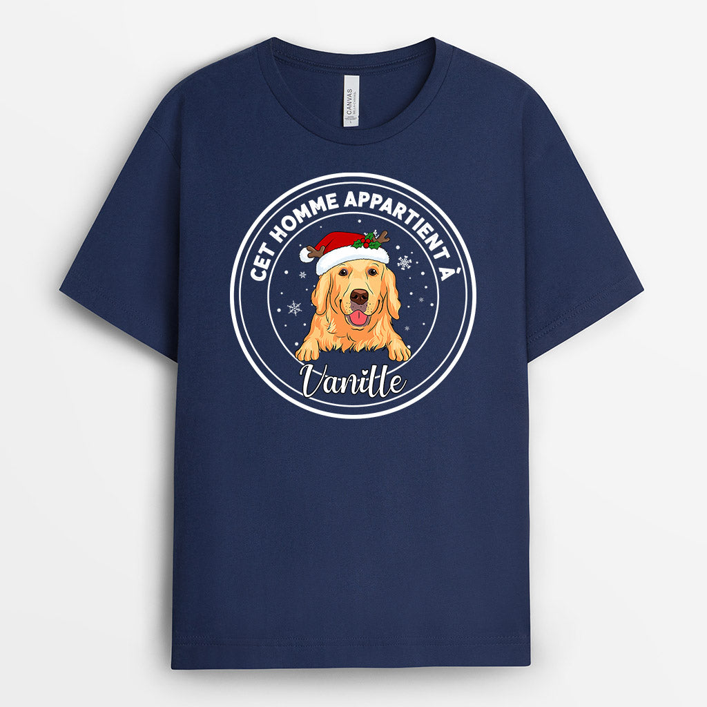 0499AFR2 Cadeau Personnalise T shirt Papa Chien Amoureux Des Chiens