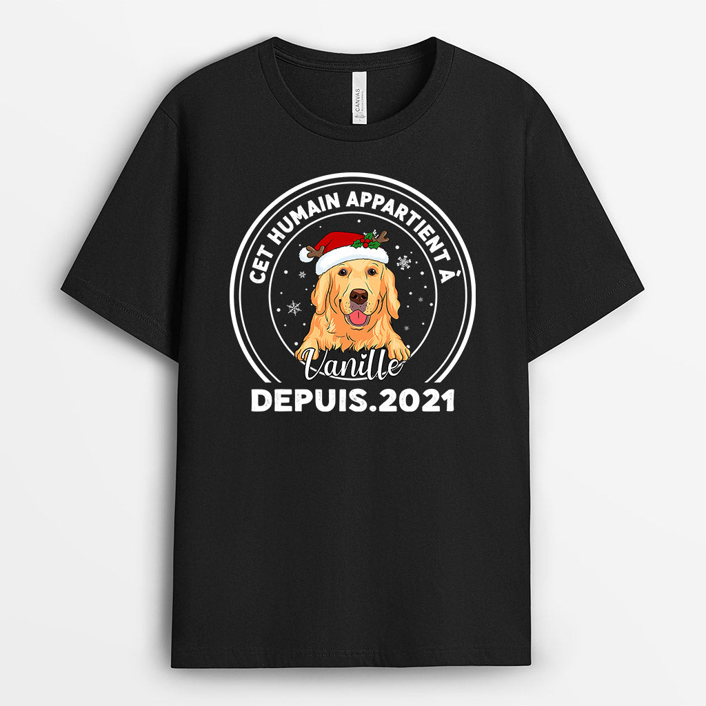 0499AFR3 Cadeau Personnalise T shirt Papa Chien Amoureux Des Chiens