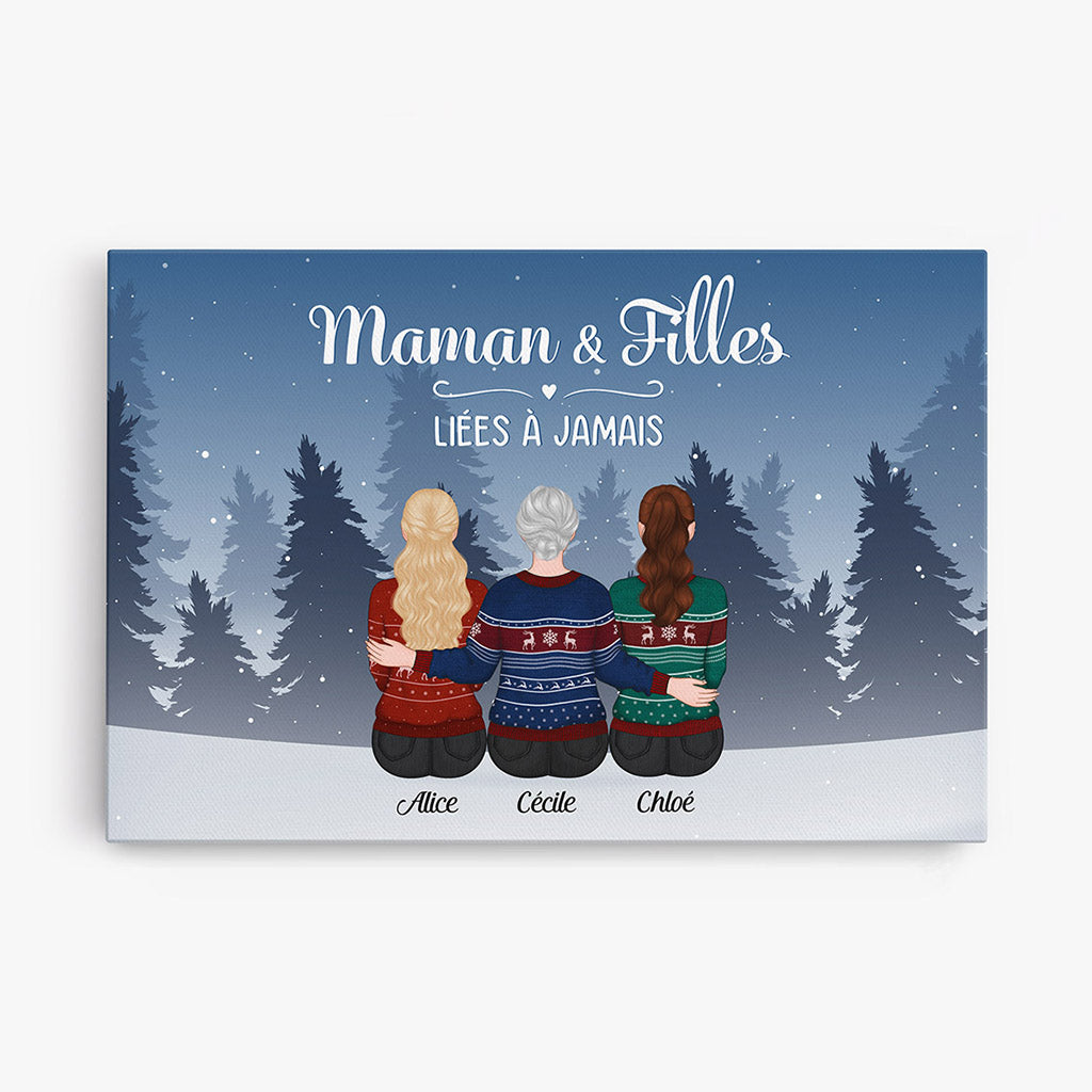 Maman & Filles - Cadeau Personnalisé | Toile pour Maman Noël