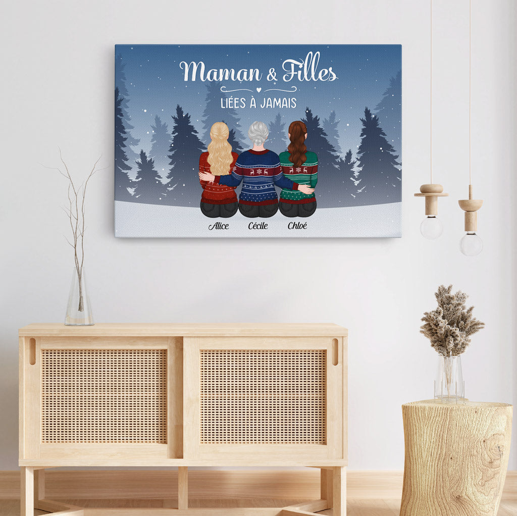 0512CFR3 Cadeau Personnalise Toile Maman Filles Maman Noel