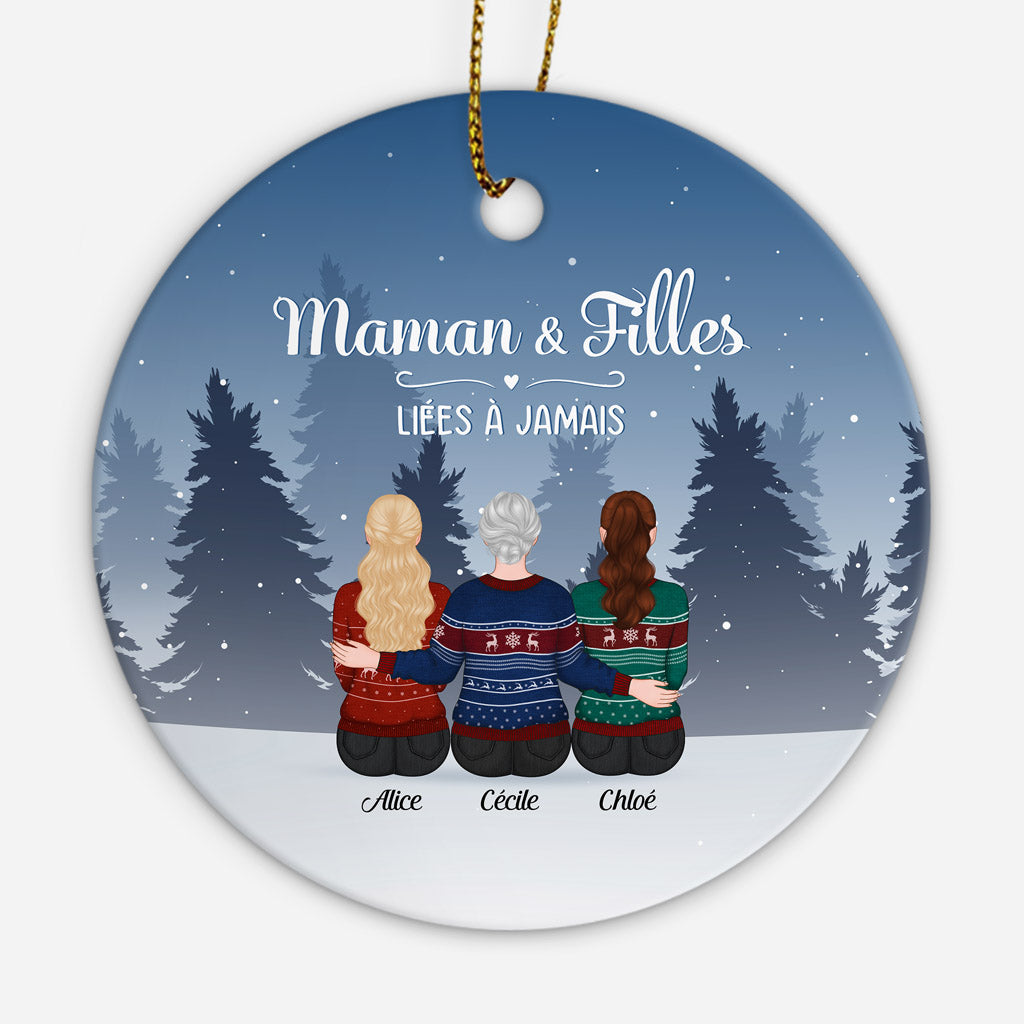 Maman & Filles - Cadeau Personnalisé | Ornement de Noël pour Maman