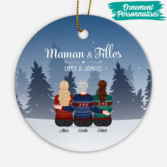 0512OFR2 Cadeau Personnalise Ornement Maman Filles Maman Noel