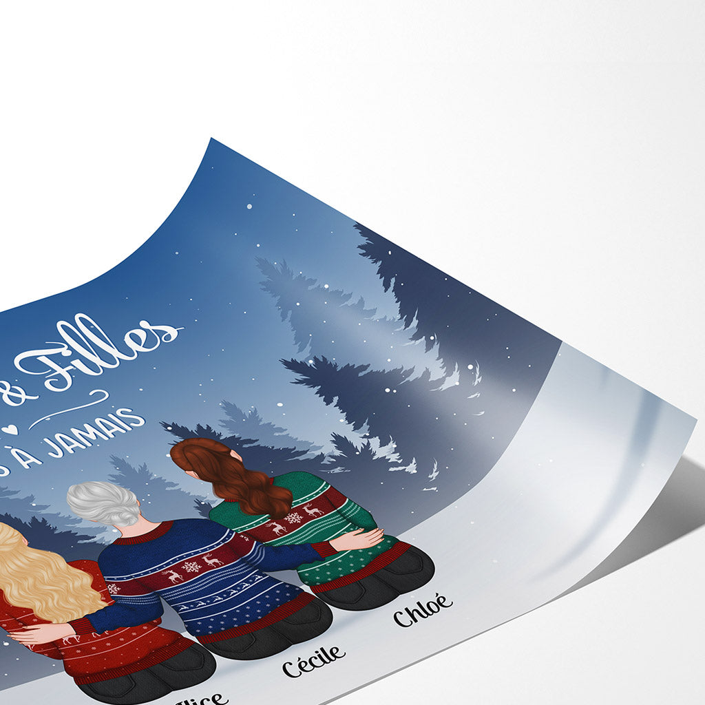 0512SFR2 Cadeau Personnalise Poster Maman Filles Maman Noel