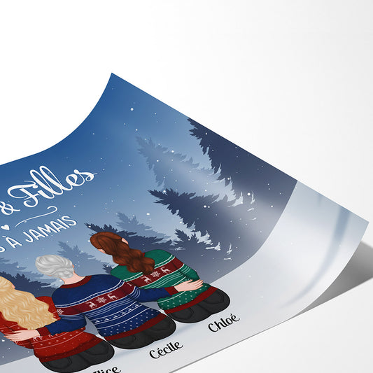 0512SFR2 Cadeau Personnalise Poster Maman Filles Maman Noel