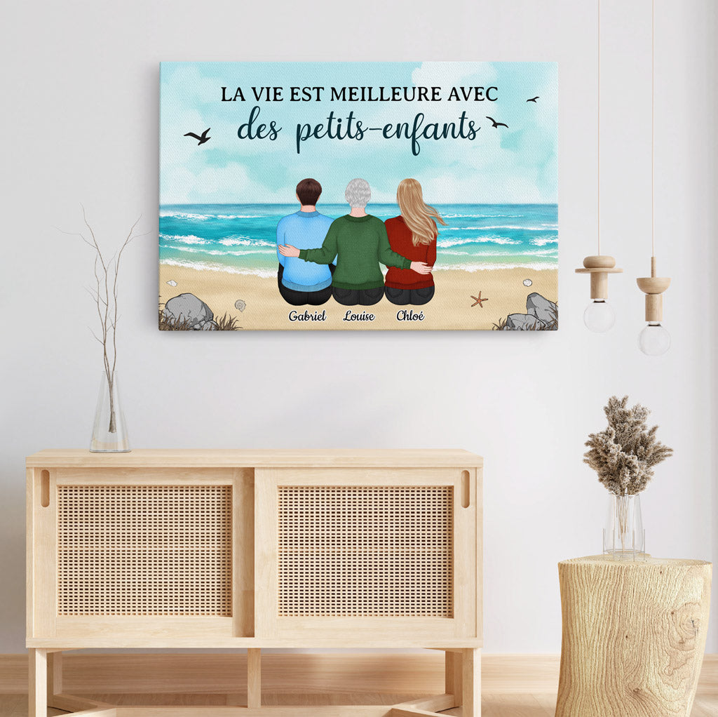 0514CFR3 Cadeau Personnalise Toile Mamie Petits Enfants Mamie