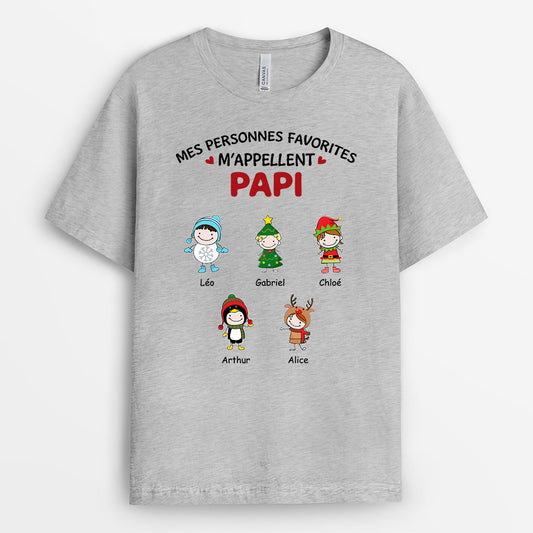 0520AFR2 Cadeau Personnalise T shirt Petits Enfants Mamie Noel