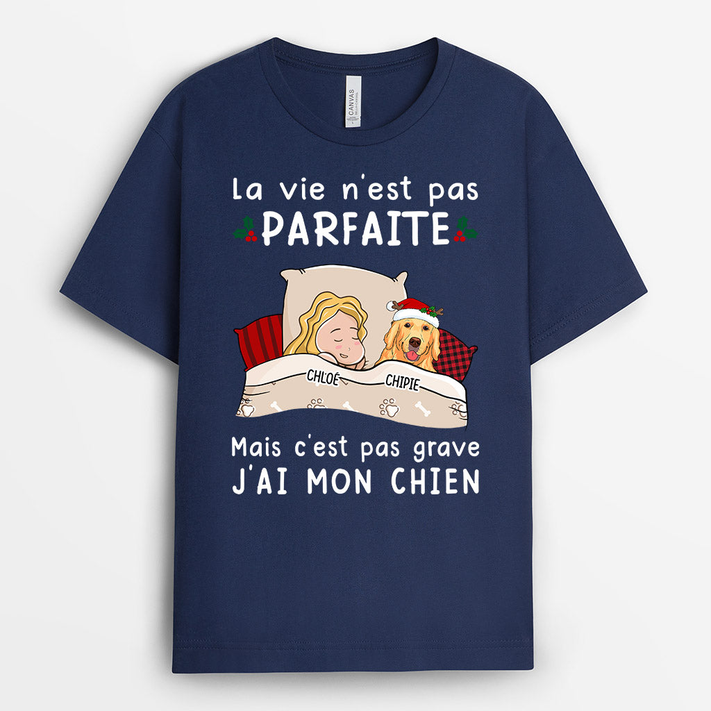 0523AFR1 Cadeau Personnalise T shirt Chien Amoureux Des Chiens Noel