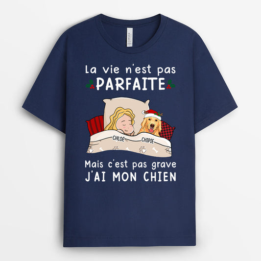 0523AFR1 Cadeau Personnalise T shirt Chien Amoureux Des Chiens Noel