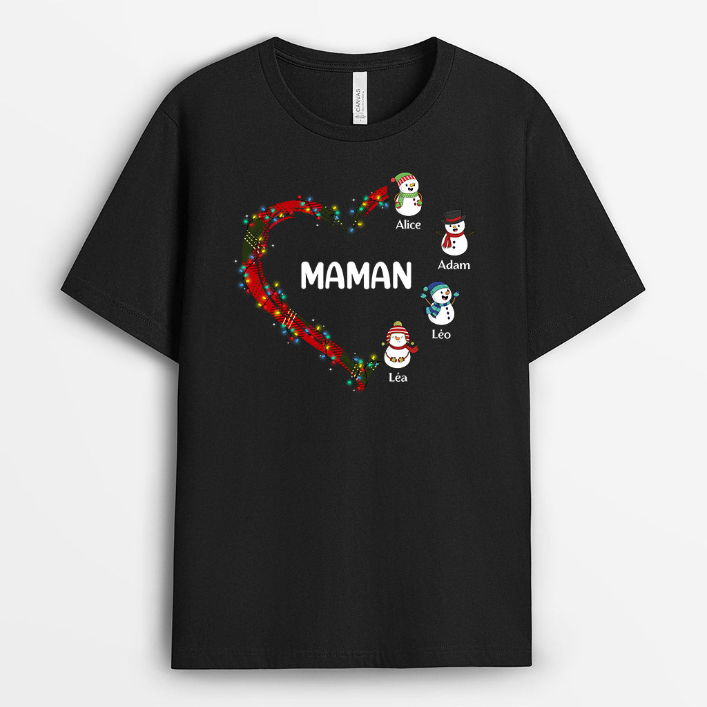 0526AFR2 Cadeau Personnalise T shirt Coeur Maman Mamie Noel