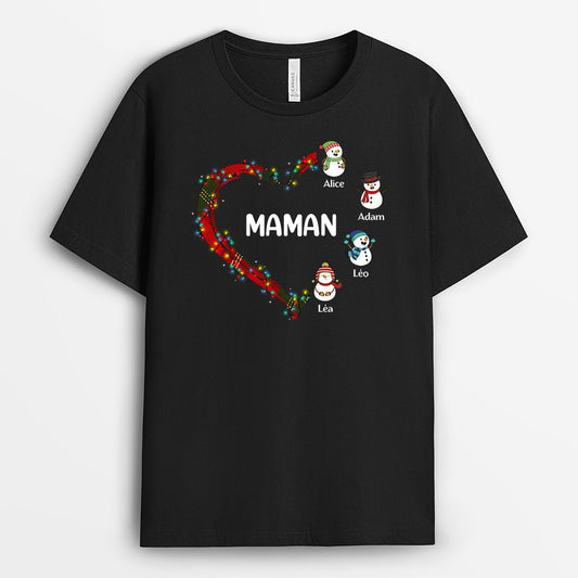 0526AFR2 Cadeau Personnalise T shirt Coeur Maman Mamie Noel