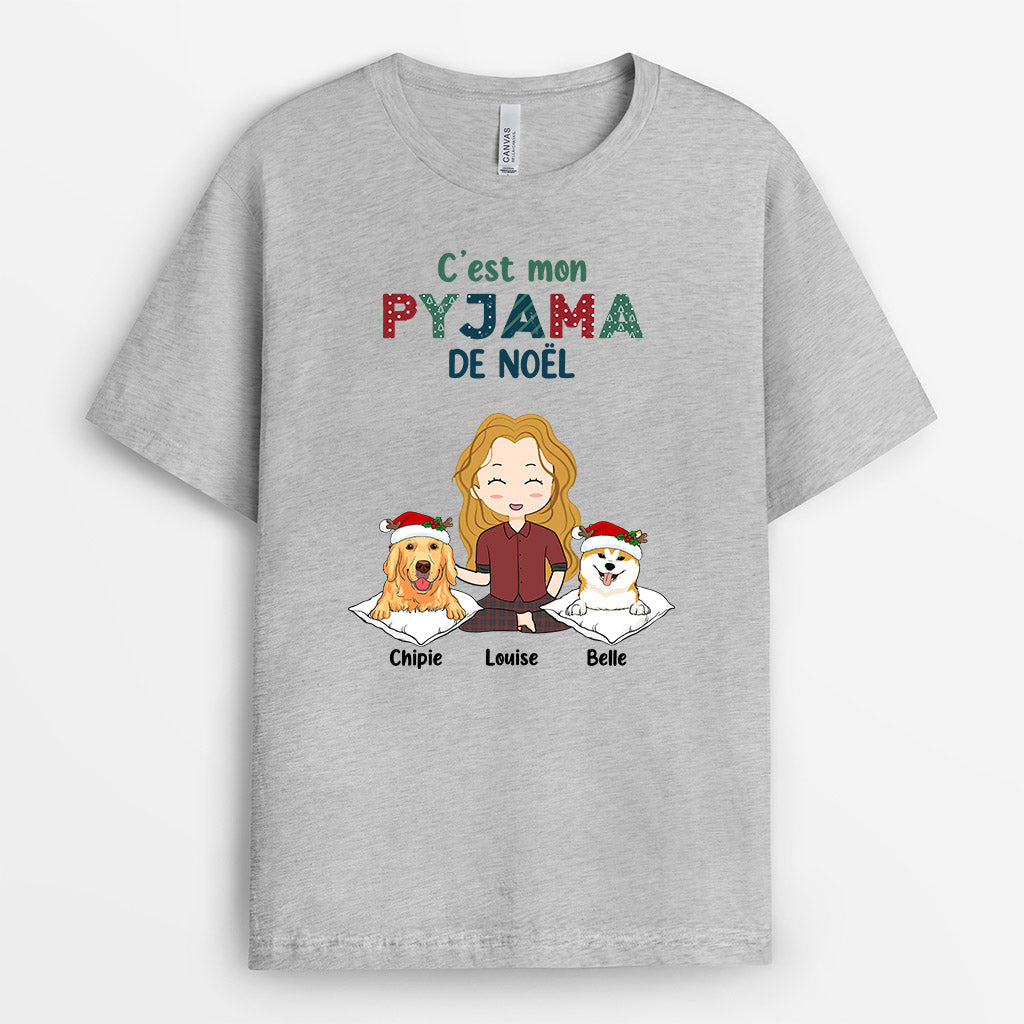 Mon Pyjama de Noël - Cadeau Personnalisé | T-shirt pour Amoureux des Chiens