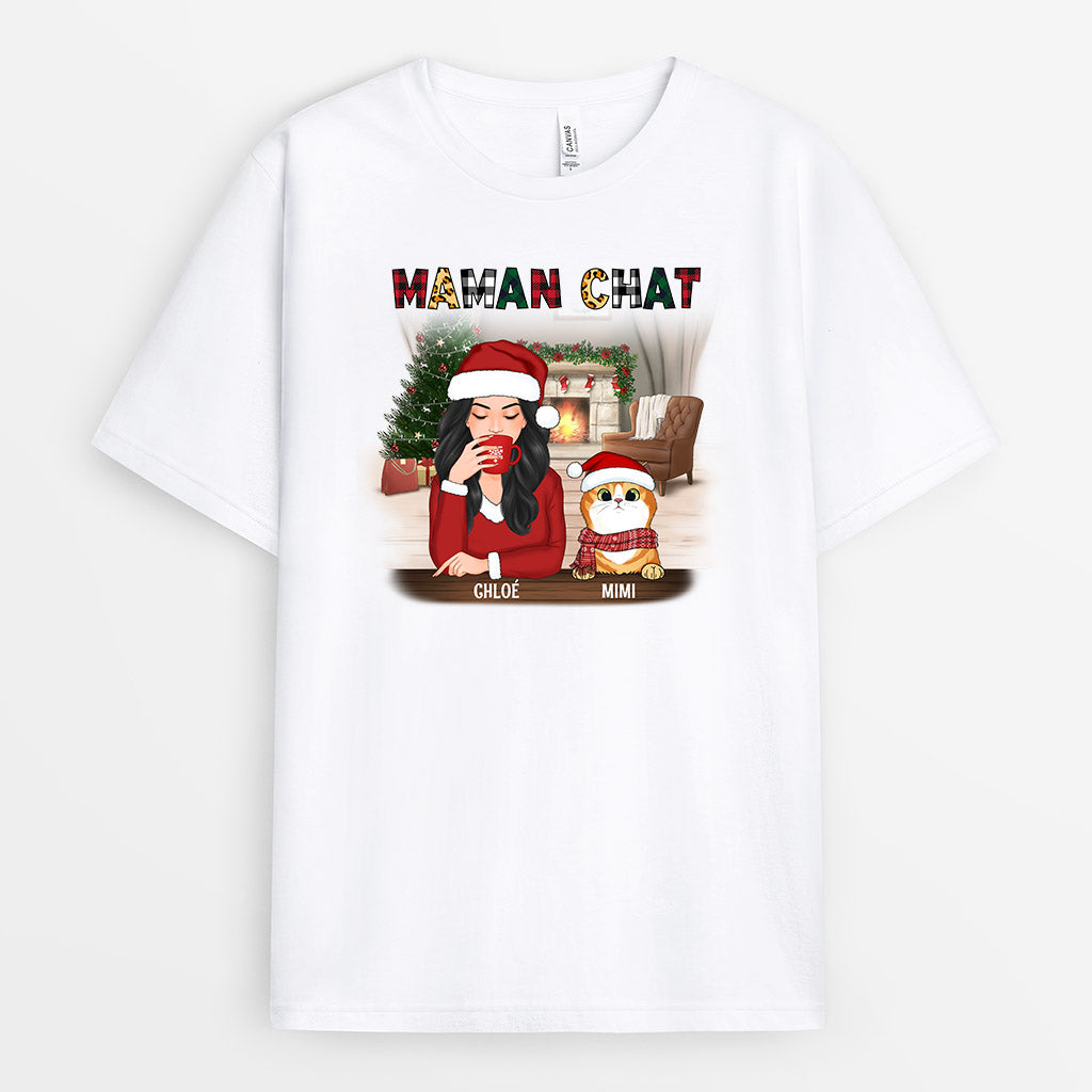 0542AFR3 Cadeau Personnalise T shirt Maman Chat Amoureux Des Chats